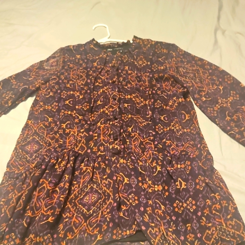 ZARA Bohemian Patterned Long Sleeve Blouse